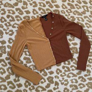 Forever 21 Button Crop Top long sleeve